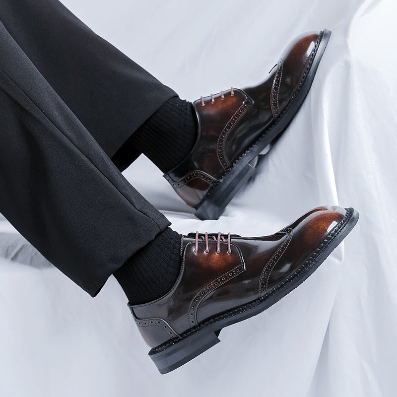 new men's formal leather shoes - square toe business dress shoes, casual versatile leather shoe