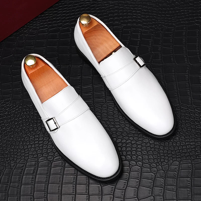 Men's White Loafers, Height Increasing, Breathable
