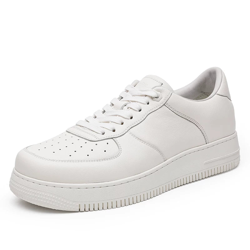 Men's Genuine Leather Skate Shoes, Height Increasing, Thick Sole