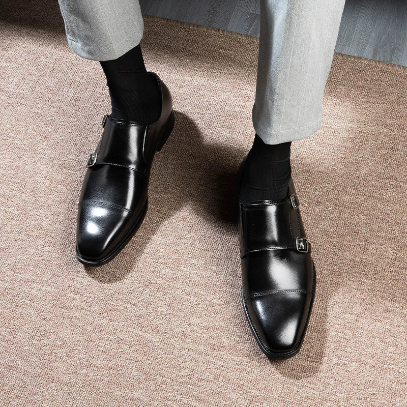 Men's Genuine Leather Leather Shoes, Breathable, Square Toe