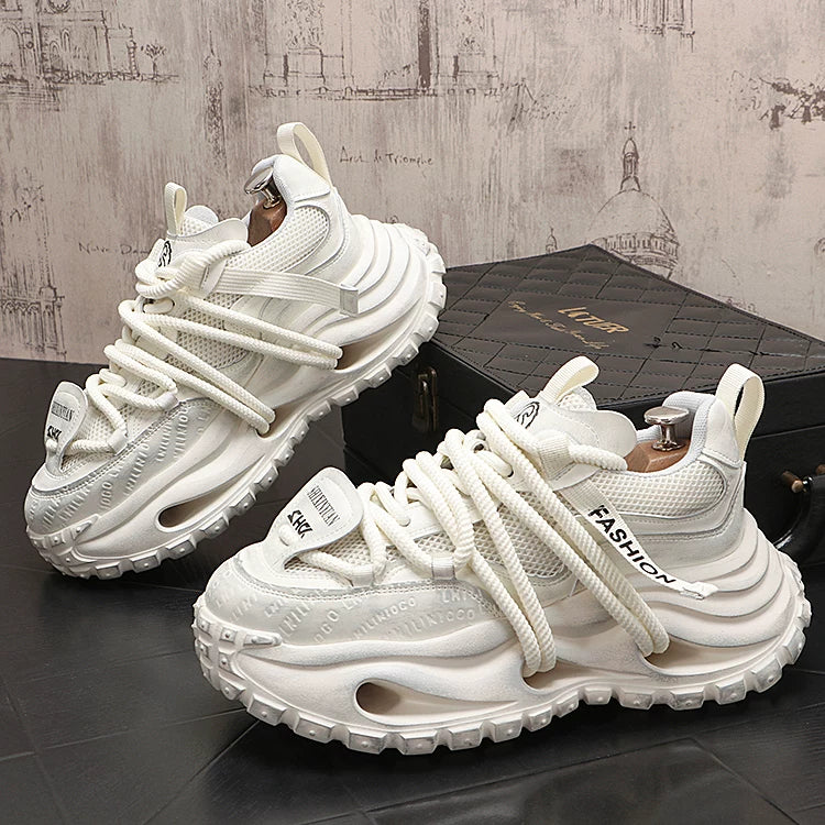 Men's 2026 New Height-Increasing Platform Breathable Lace-Up Retro Dad Shoes