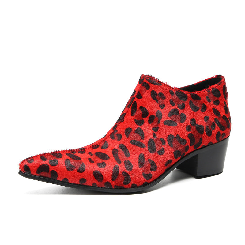 Men's Red Leather Casual Shoes – Pointed Toe, Business – Style 13