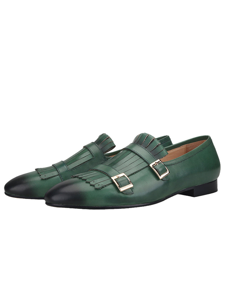 European and American style classic genuine leather loafers for men, multi-color color-changed fetal cowhide slip-on casual leather shoes, hairstylist trendy match