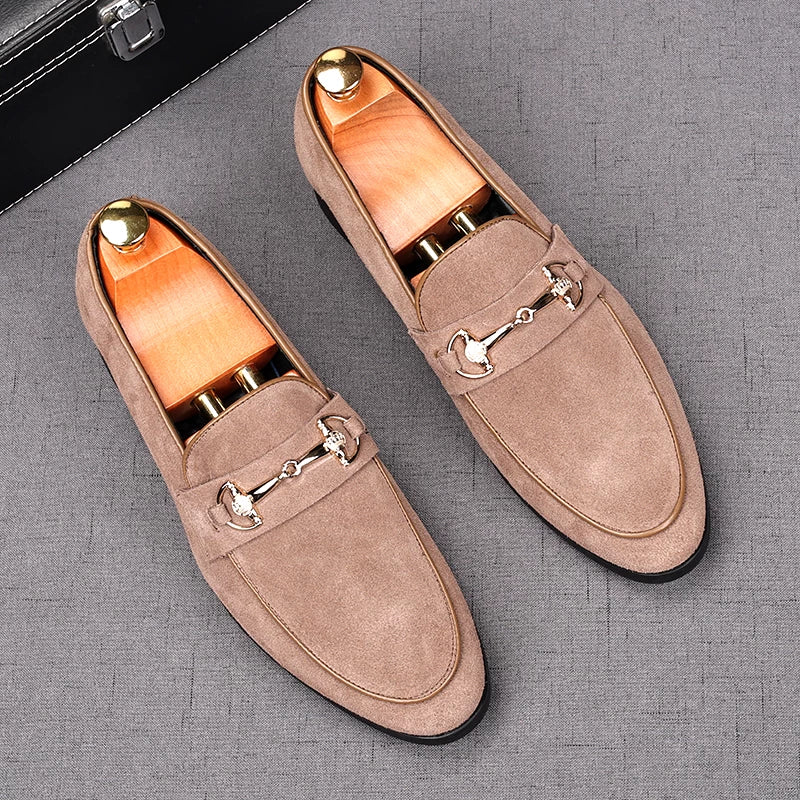 Men's Genuine Leather Loafers, Height Increasing, Suede