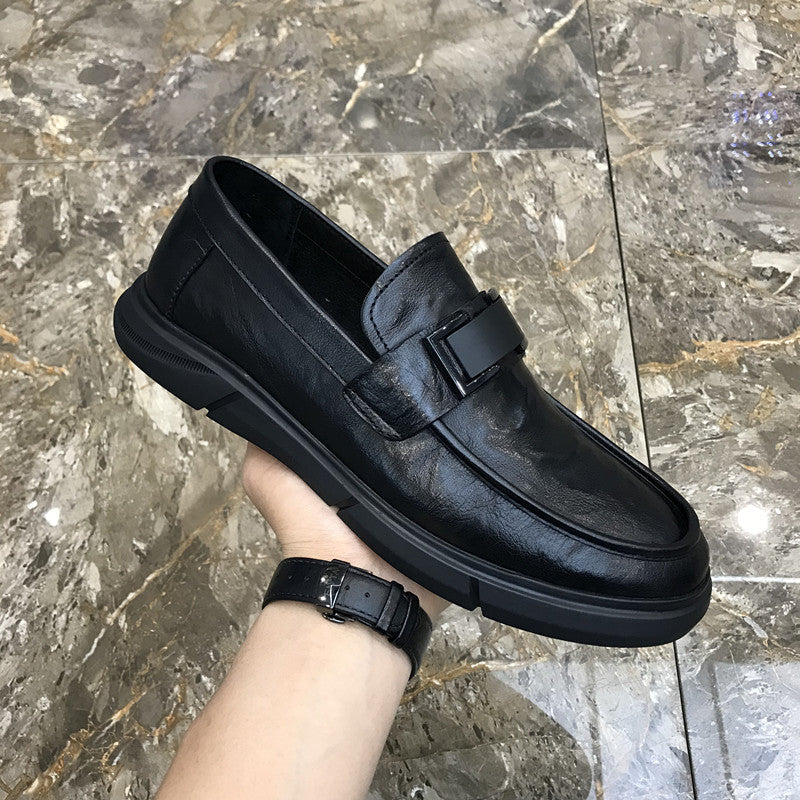 Men's Black Cowhide Casual Loafers 6