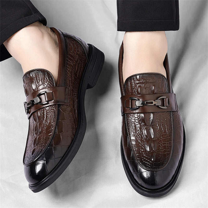 Cross-border 2025 autumn new collection: premium crocodile-embossed, british-style slip-on leather d 3