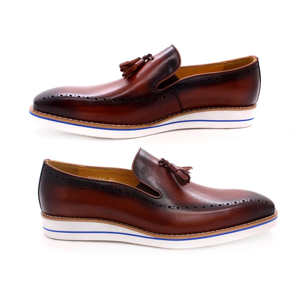 Tassel Loafers Men's Leather Casual Pumps Slip-on British Men Leather Shoes Brown Sneakers Men Shoes