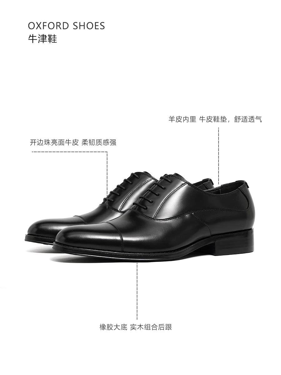 Men's Genuine Leather Oxford Shoes, Handmade, Lace-Up