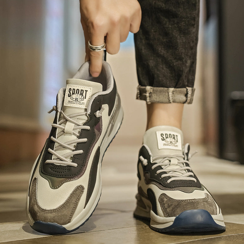 Men's spring 2026 new retro casual running sneakers - versatile winter dad shoes with chunky soles
