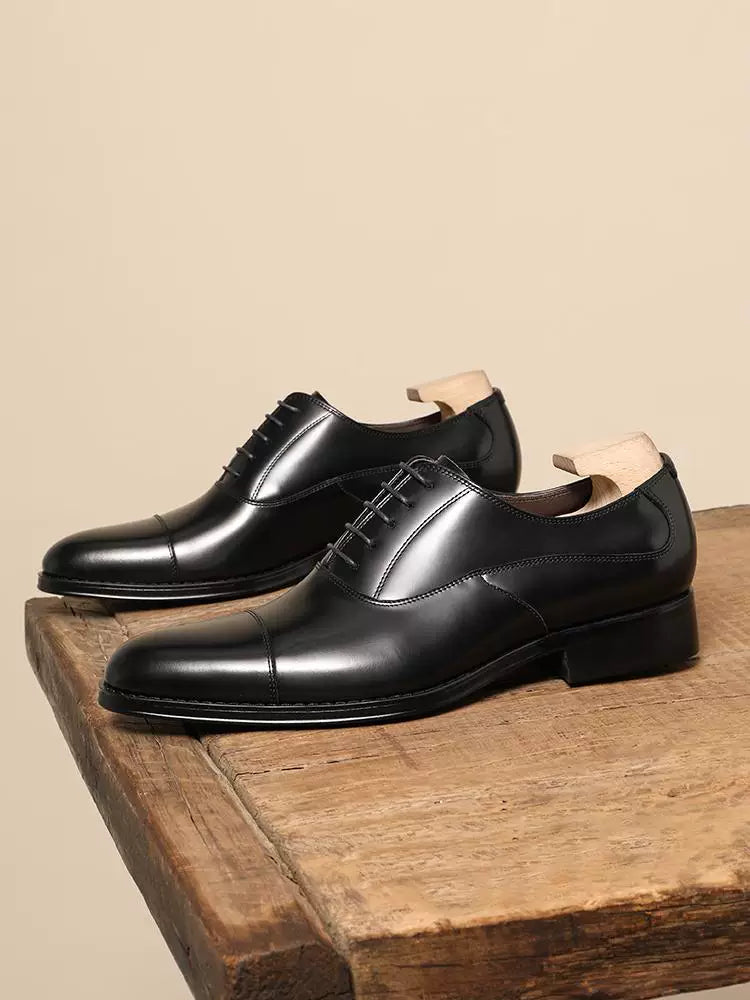 Men's Genuine Leather Oxford Shoes, Handmade, Lace-Up