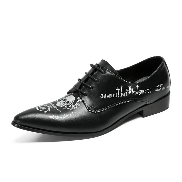 2025 new business casual men's leather shoes foreign trade personality trendy shoes printing street style Internet celebrity men's shoes large size shoes