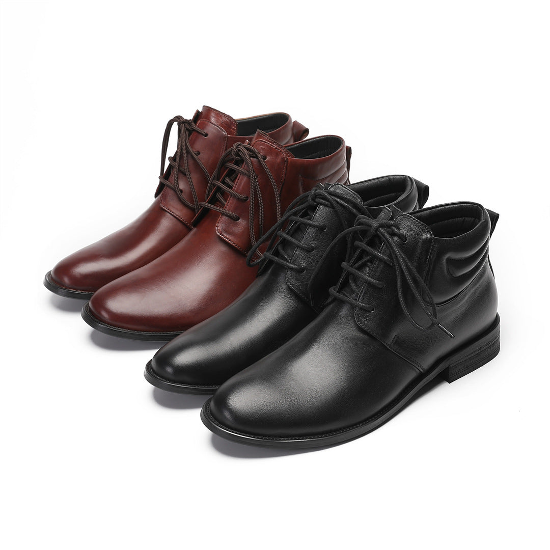 Chelsea Boots Men's Leather British High Top Business Leather Shoes Brock Carved Casual Short Boots Men's Martin Boots