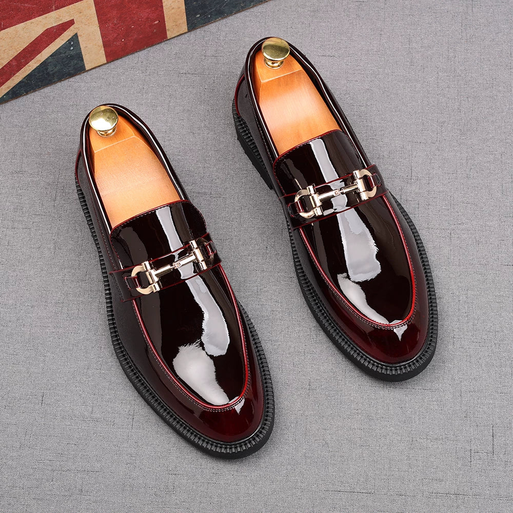 Men's Patent Leather Loafers, Height Increasing, Slip-On