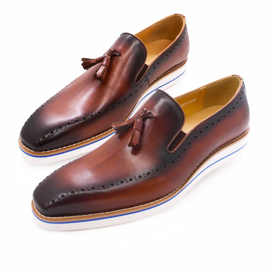 Tassel Loafers Men's Leather Casual Pumps Slip-on British Men Leather Shoes Brown Sneakers Men Shoes