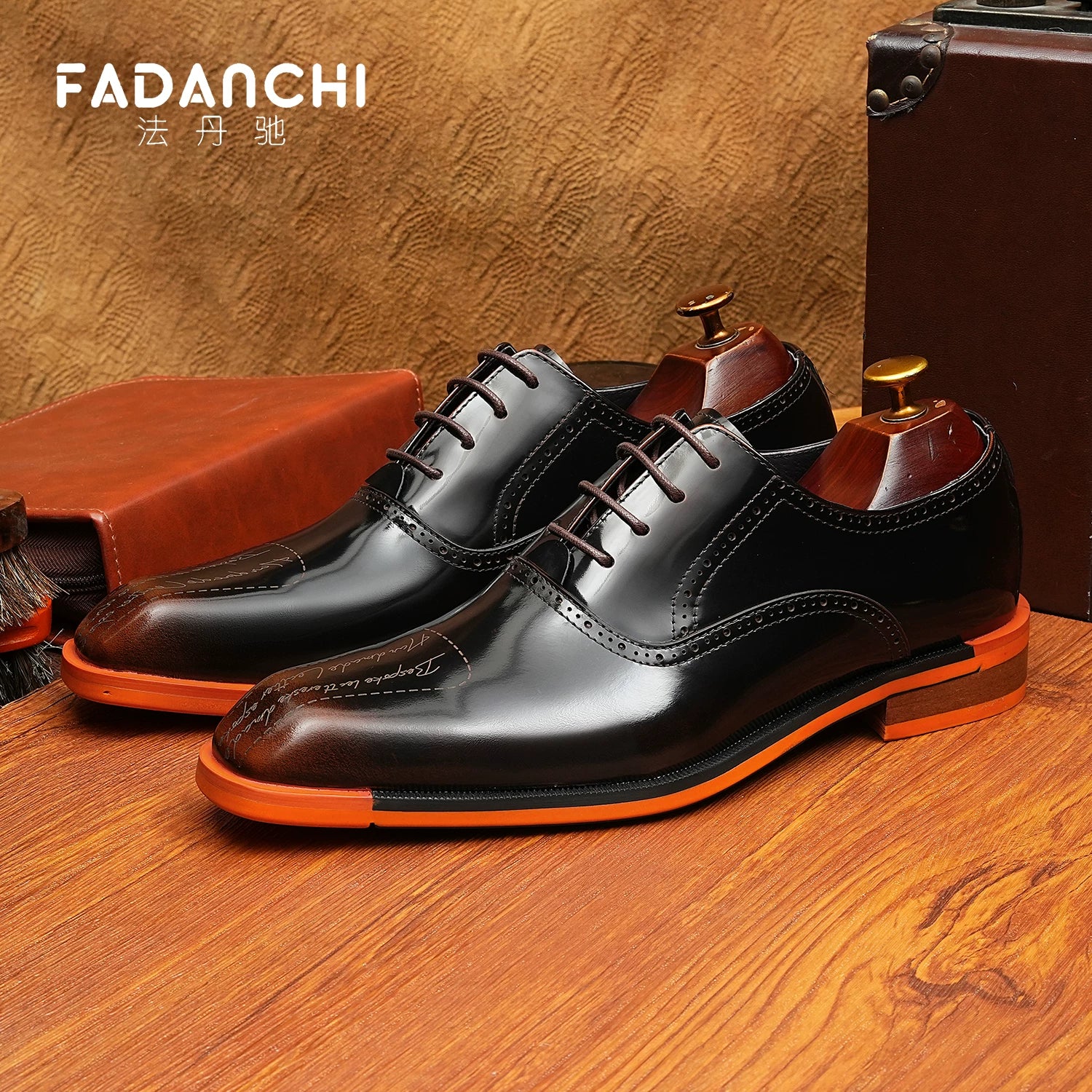 Men's Genuine Leather Oxford Shoes, Glossy, Business