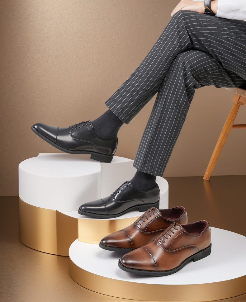 Cross-border 2026 spring/autumn three-panel leather dress shoes for men - anti-slip, business formal