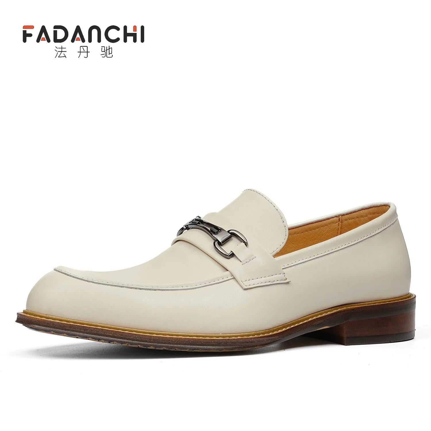 Men's White Genuine Leather Loafers, Breathable, Slip-On