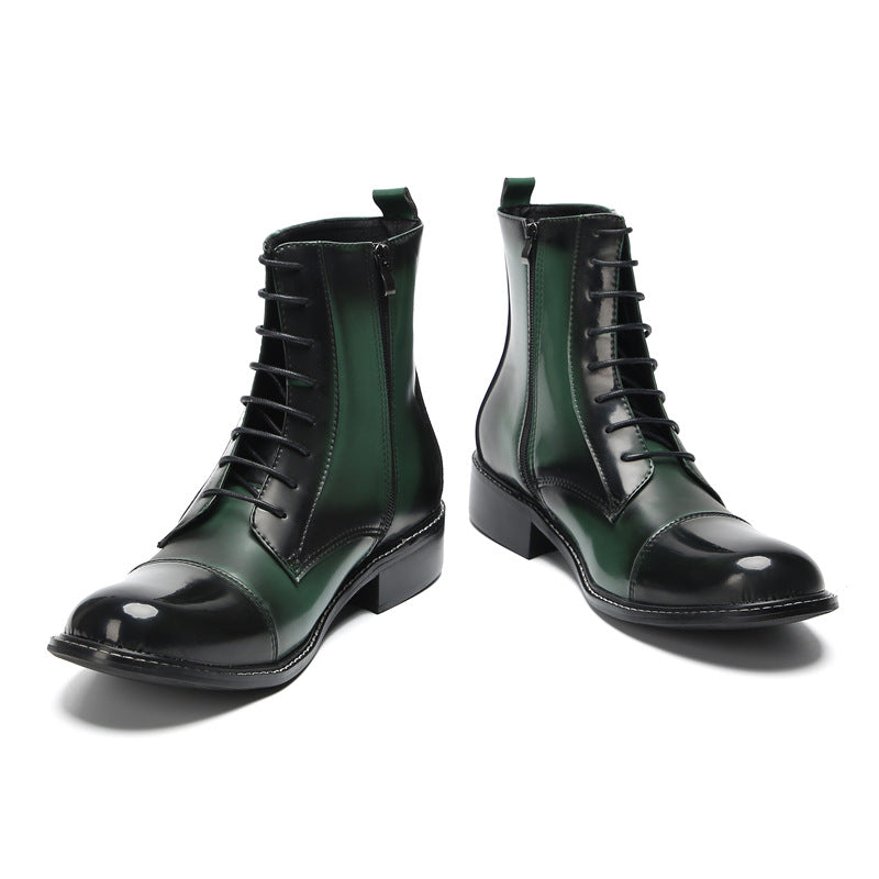 Men's Green Martin Boots – Crocodile Pattern, Crocodile Pattern