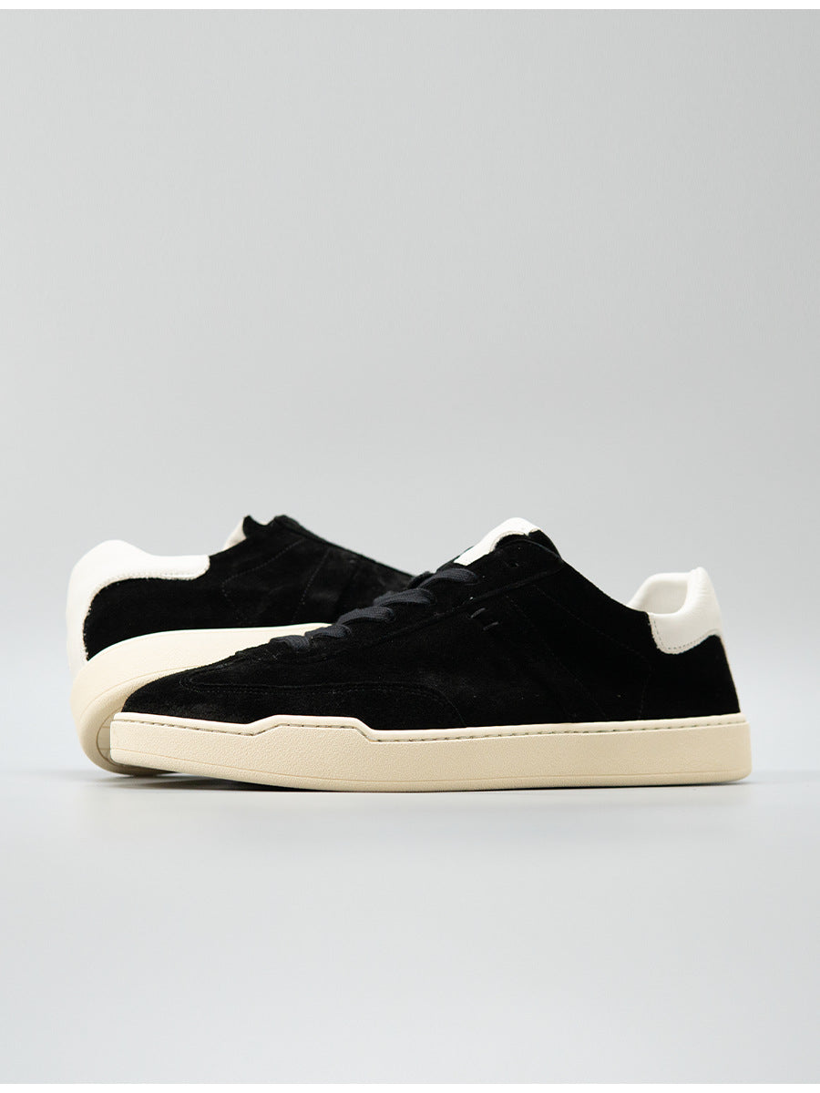 Moxu new arrival shoes black sports casual style sense of design suede cowhide menbest selling genuine leather low-top sneakers