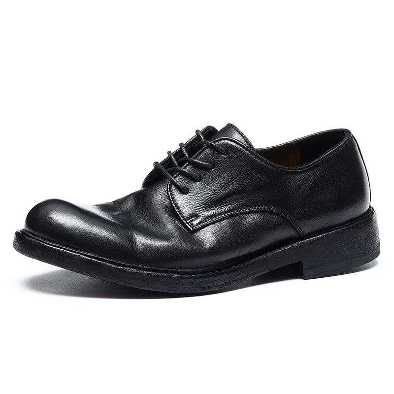 Men's Genuine Leather Derby Shoes, Handmade, British Style