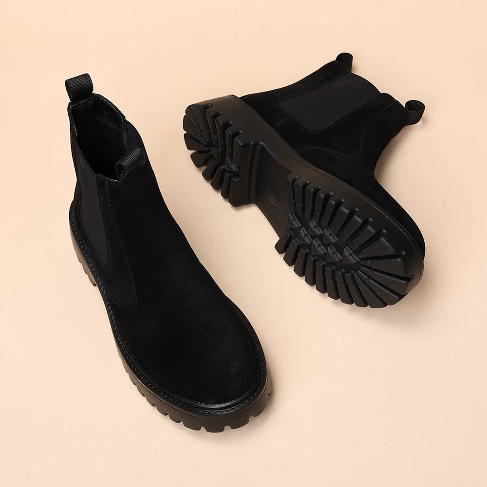 Men's Suede Martin Boots, Height Increasing, Thick Sole