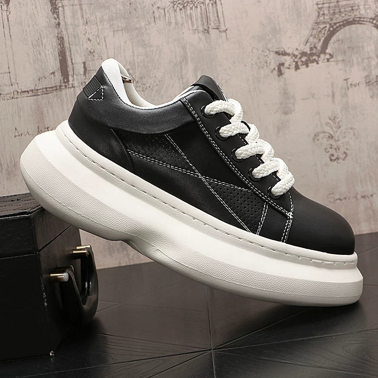 Men's 2026 New Platform Korean Style Athletic Casual White Sneakers