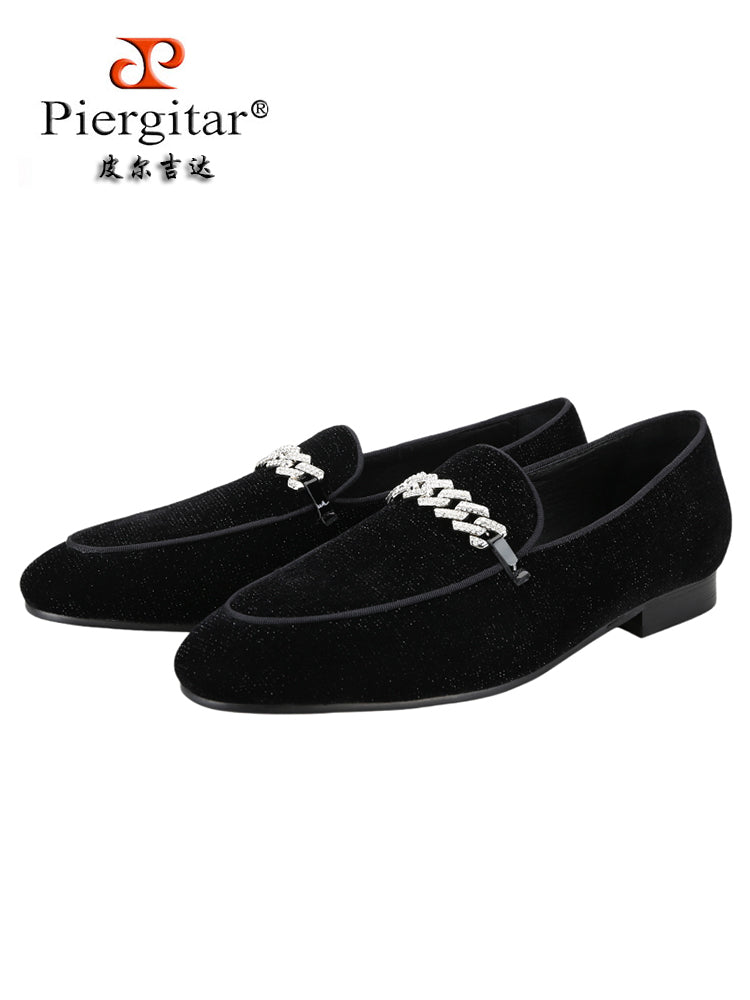 Summer six-color imported meteor shower velvet slip-on loafers for men, European and American style diamond buckle trendy yuppie shoes