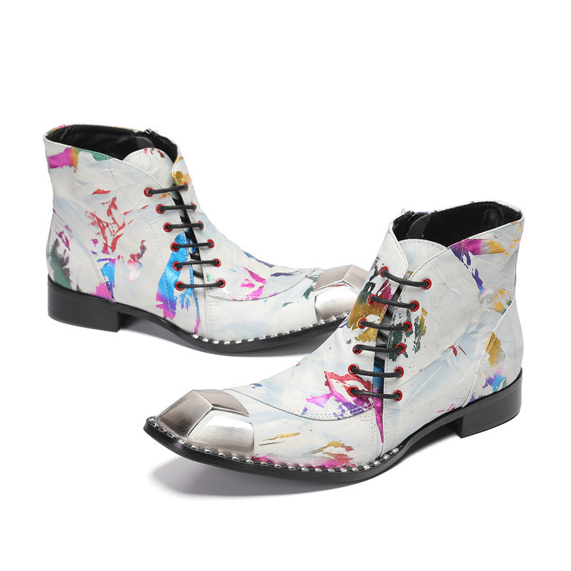 New British style retro old polished handmade shoes cowhide Martin boots trendy boots leather boots soft-soled short boots men's shoes