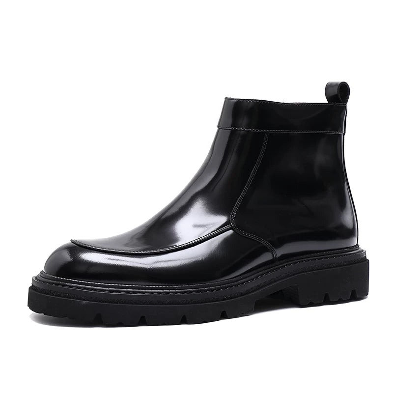 Men's Genuine Leather Chelsea Boots, Glossy, British Style