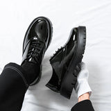 Summer leather shoes for men, chunky sole, british style, business formal, casual slip-ons, trendy