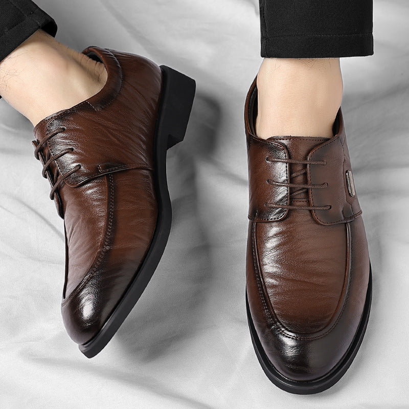 Cross-border plus size men's shoes business formal leather shoes men's casual hand-grabbed pattern