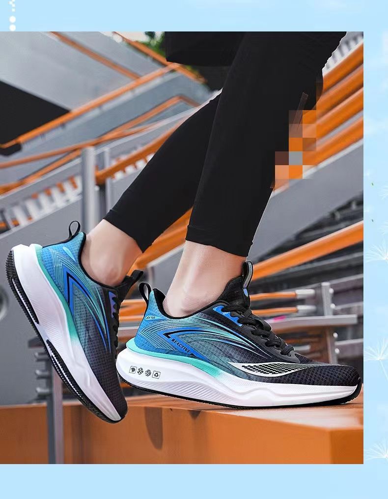 Men's spring/autumn new running shoes, high-elasticity ultra-lightweight athletic sneakers, non-slip breathable mesh casual sports shoes for men 6