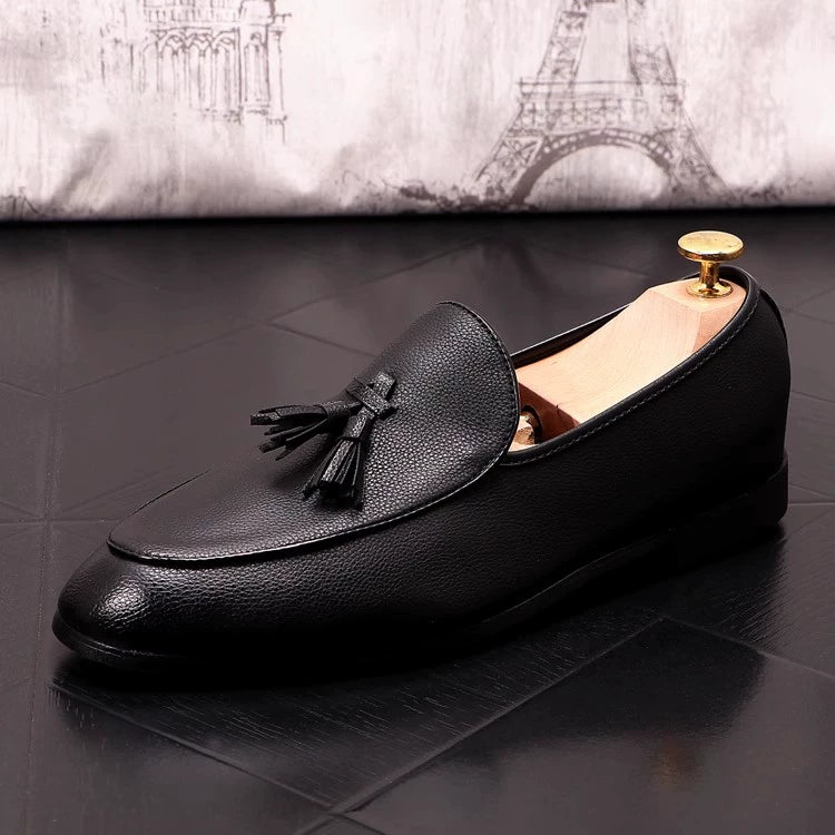 The trendy brand starts with the appearance ~ 2024 new one-foot versatile casual leather shoes, the trend of fashion increases the height of beanie shoes for men