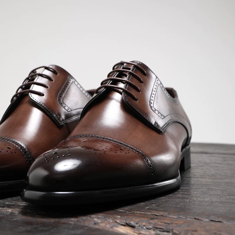 Men's Genuine Leather Derby Shoes, British Style, Business