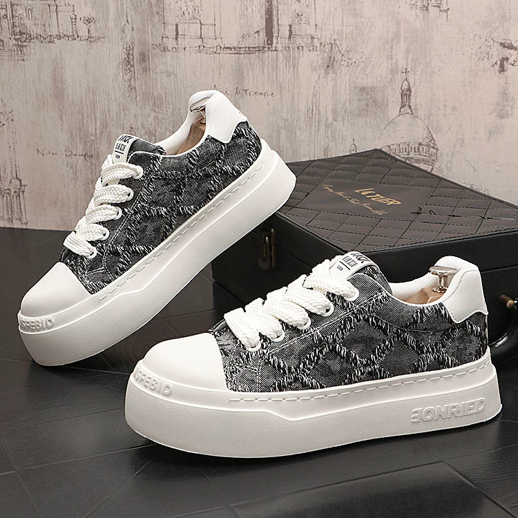 Men's New Low-Top Denim Korean Style Casual Trendy Skate Shoes