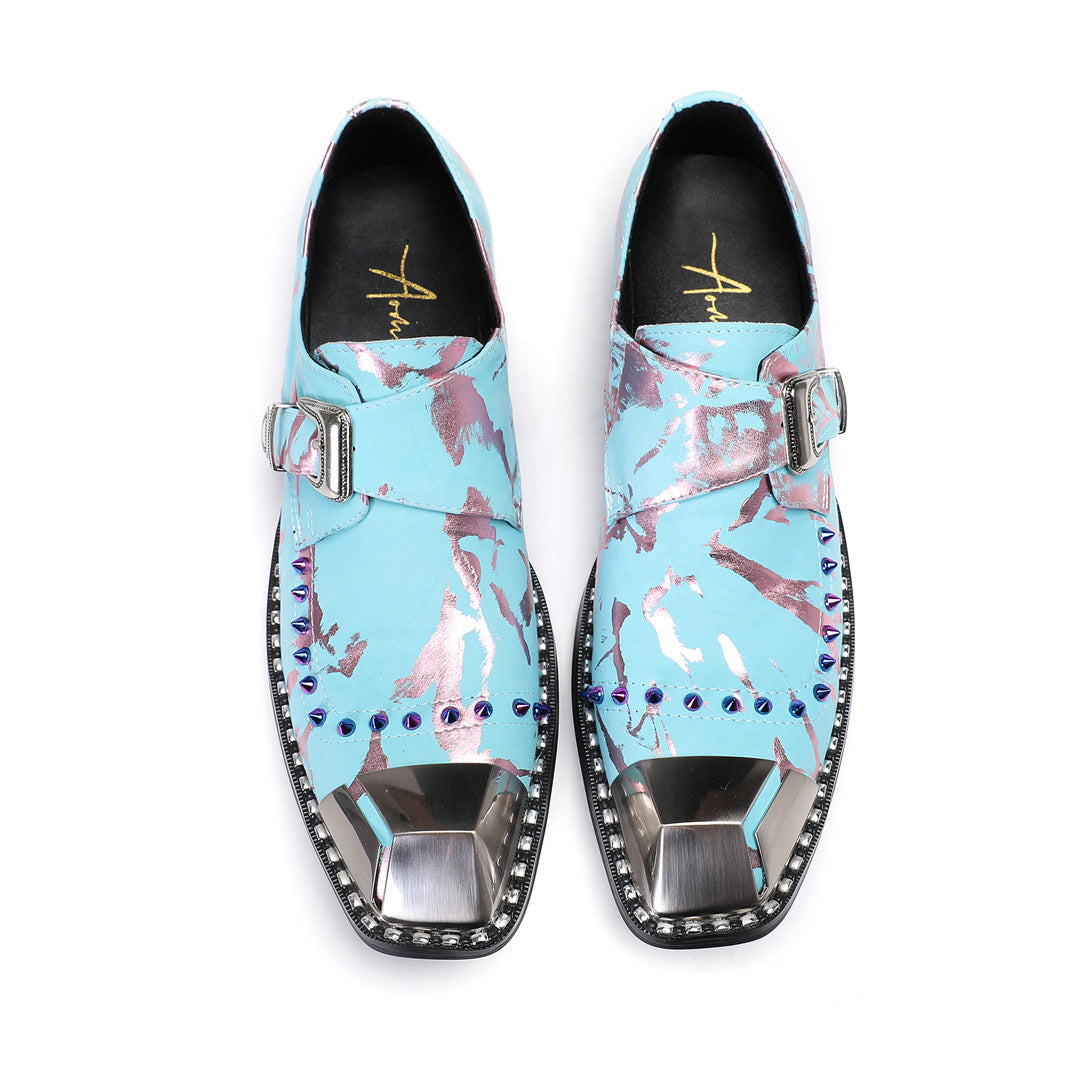 Trendy brand spring spring and autumn pointed leather shoes men's Korean version British business leisure inner height increase men's breathable hair stylist men's shoes
