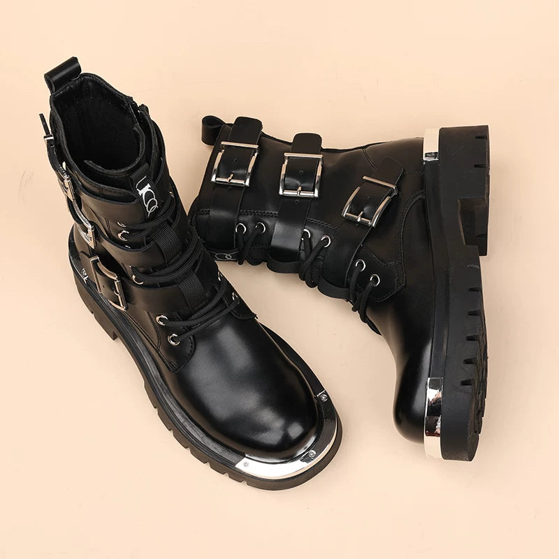 Men's Martin Boots, Height Increasing, Thick Sole