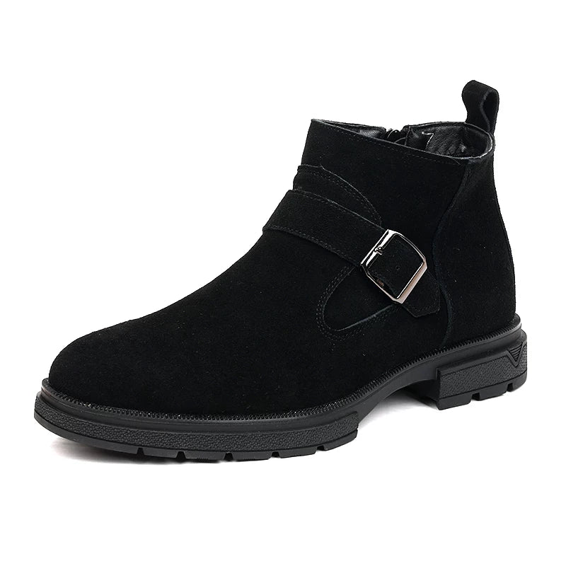 Men's Genuine Leather Martin Boots, Height Increasing, Suede