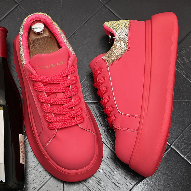 Men's Height-Increasing Platform Trendy White Sneakers 2026 Spring