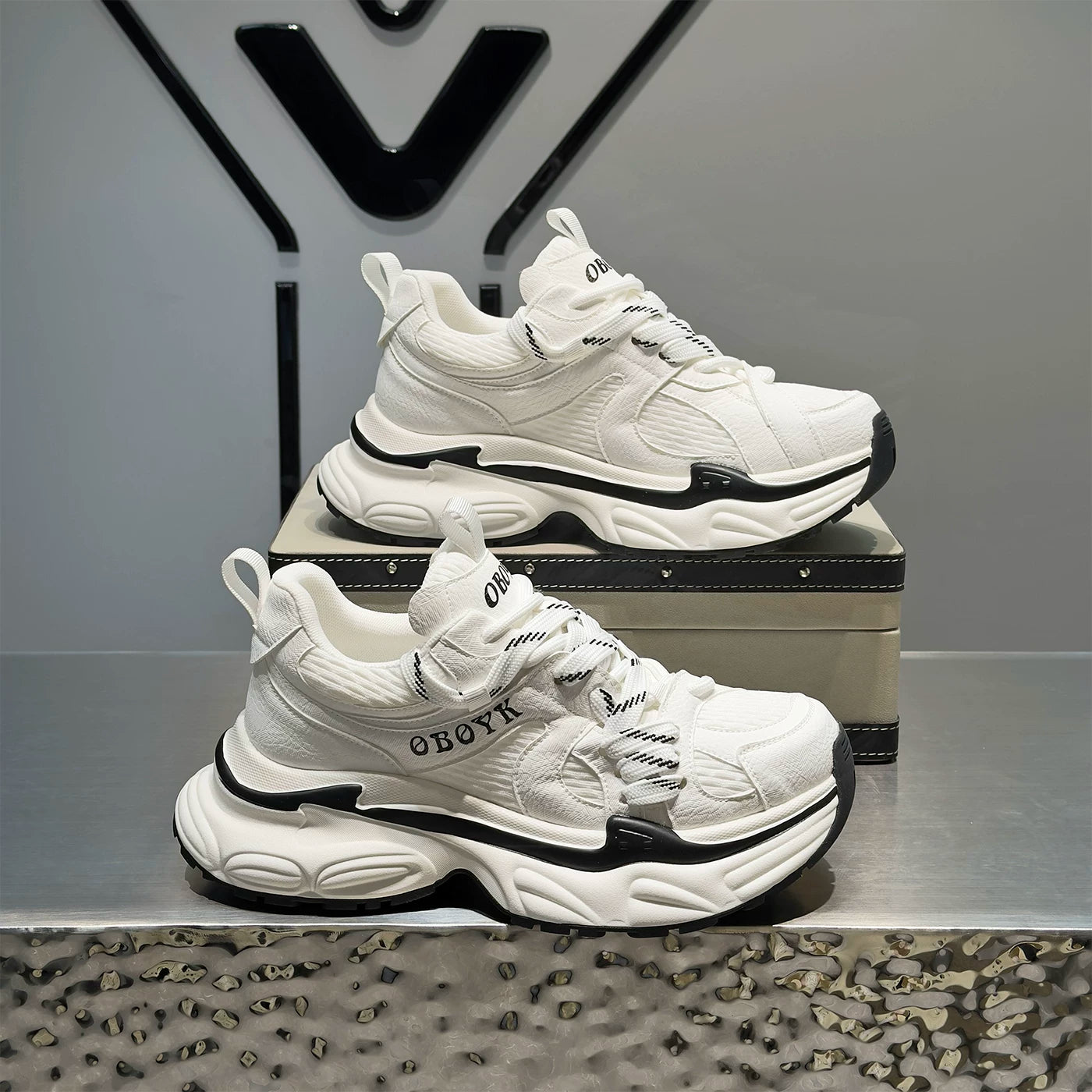 Men's Hidden-Wedge Platform Breathable Mesh Chunky Dad Sneakers 2026 Summer New