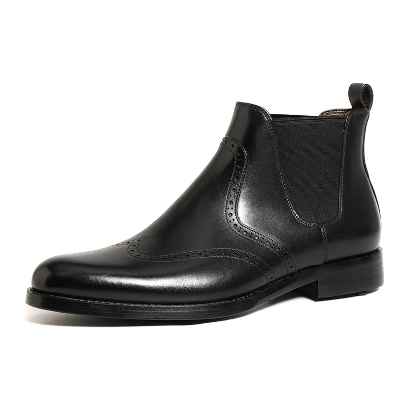 Men's Genuine Leather Chelsea Boots, Handmade, Pointed Toe