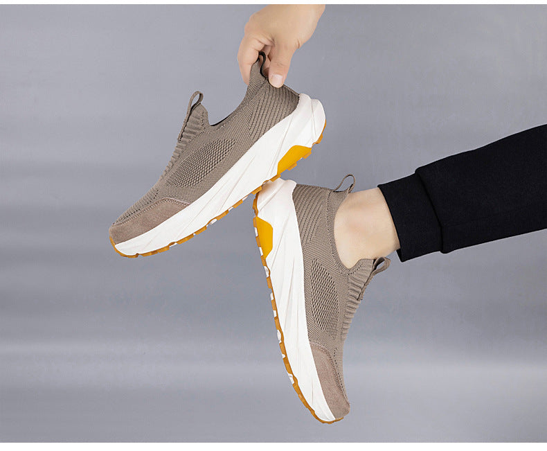 Summernew arrival wide toe men's breathable mesh walking shoes lightweight soft bottom slip-on outdoor casual sports shoes 7