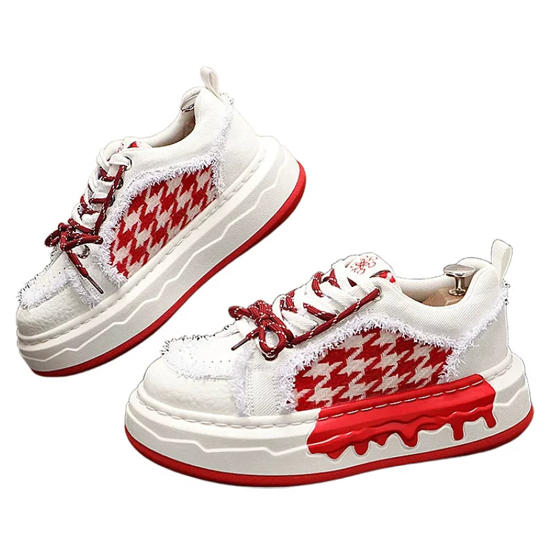 Men's 2026 New Height-Increasing Platform Breathable Lace-Up Low-Top Skate Shoes