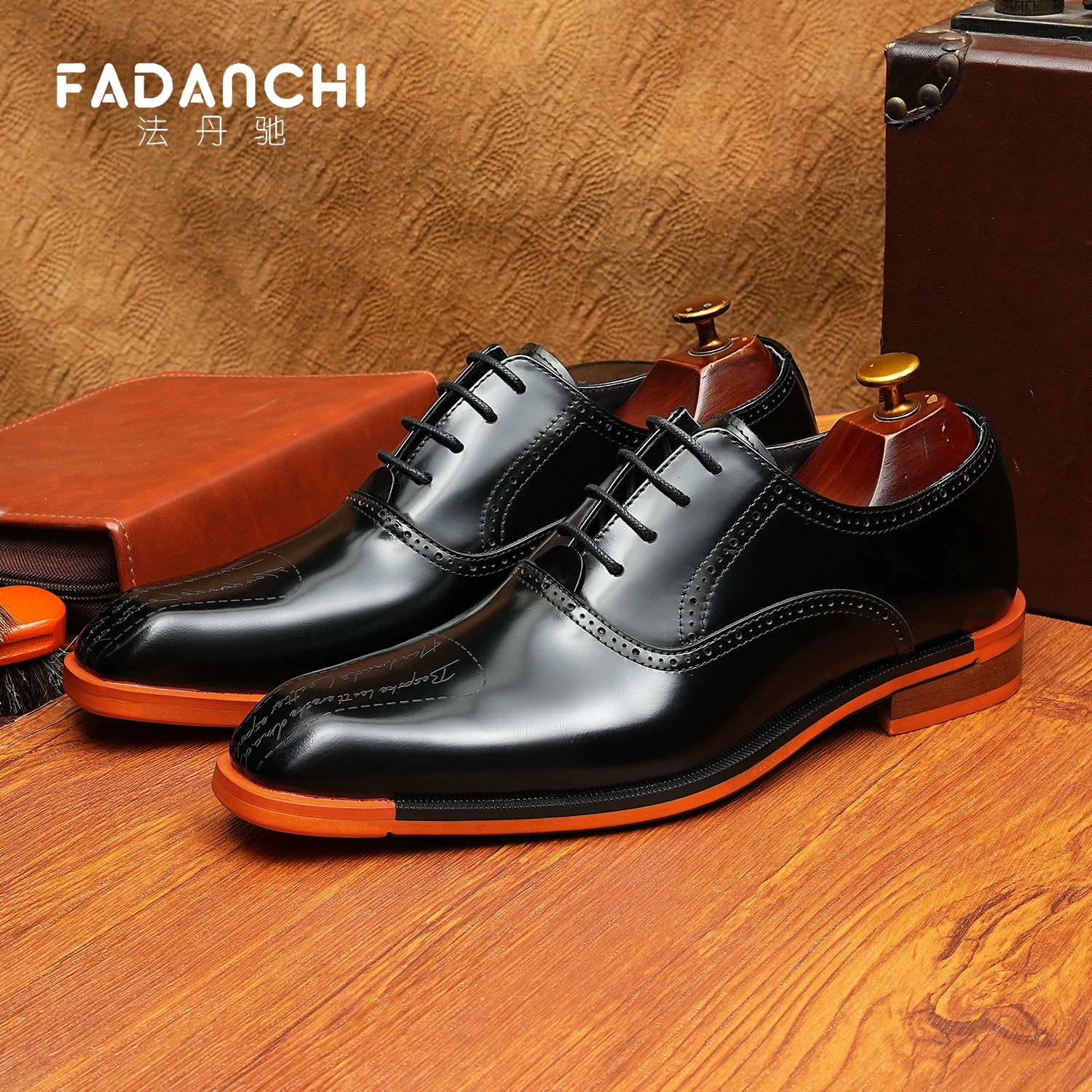 Men's Genuine Leather Oxford Shoes, Glossy, Business