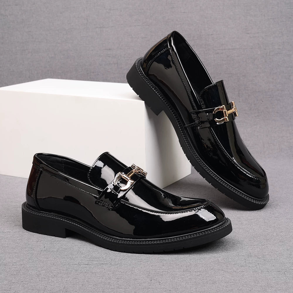 Men's Patent Leather Loafers, Height Increasing, Slip-On