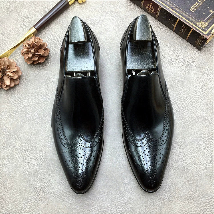 Men's Genuine Leather Loafers, Breathable, Pointed Toe