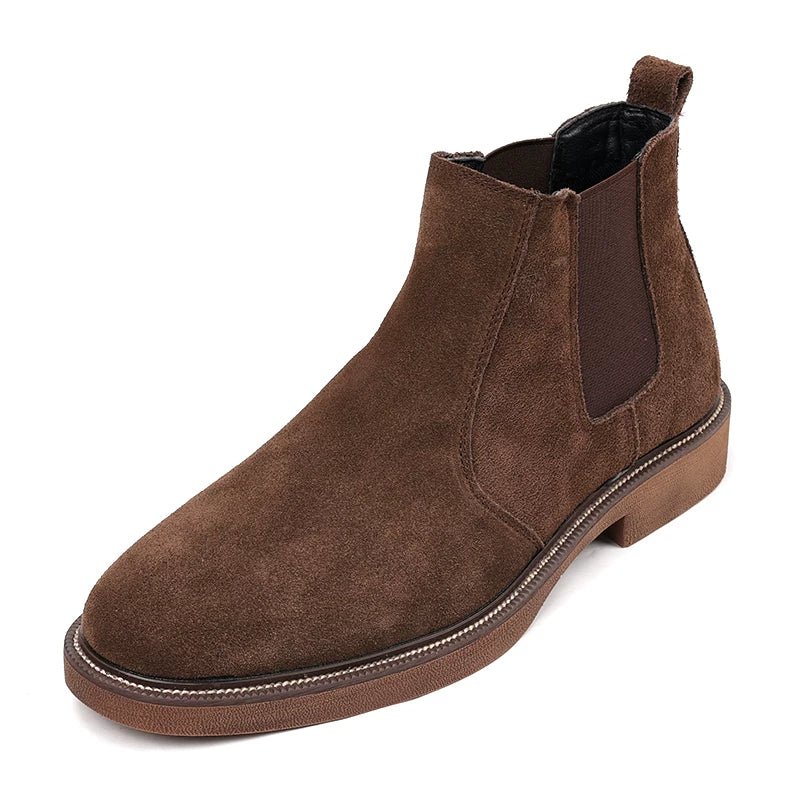 Men's Brown Genuine Leather Martin Boots, Soft Sole, British Style
