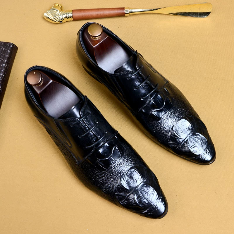 Men's Genuine Leather Leather Shoes, Pointed Toe, British Style