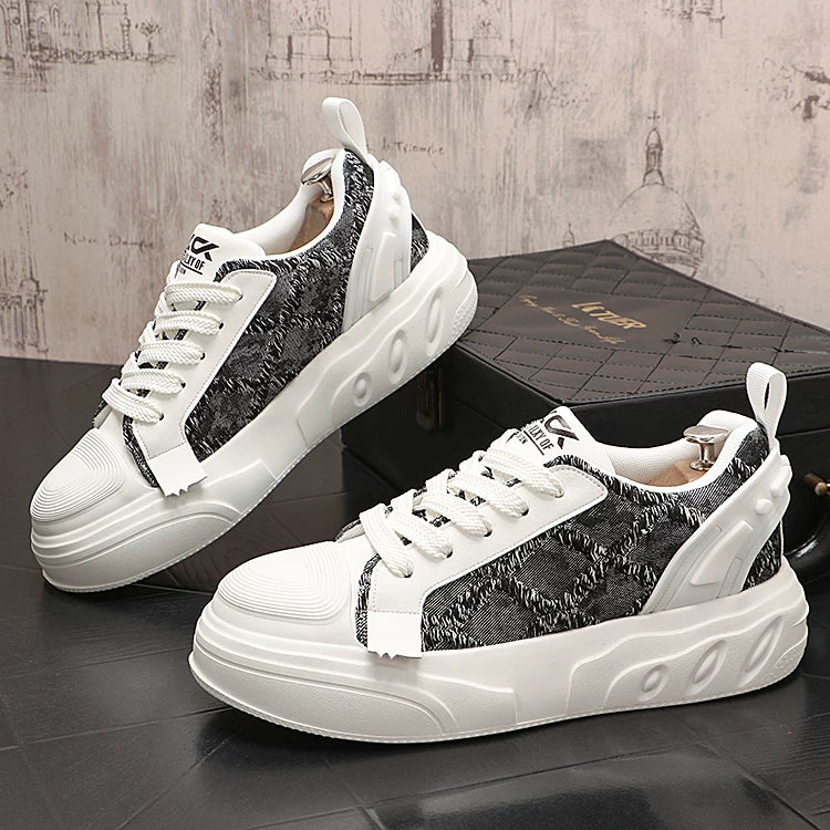 Men's Low-Top Canvas Athletic Casual Versatile Trendy White Sneakers