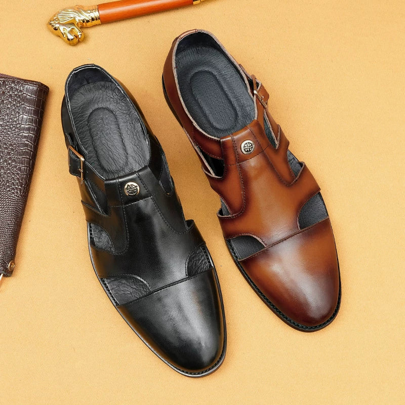 Men's Genuine Leather Sandals, Breathable
